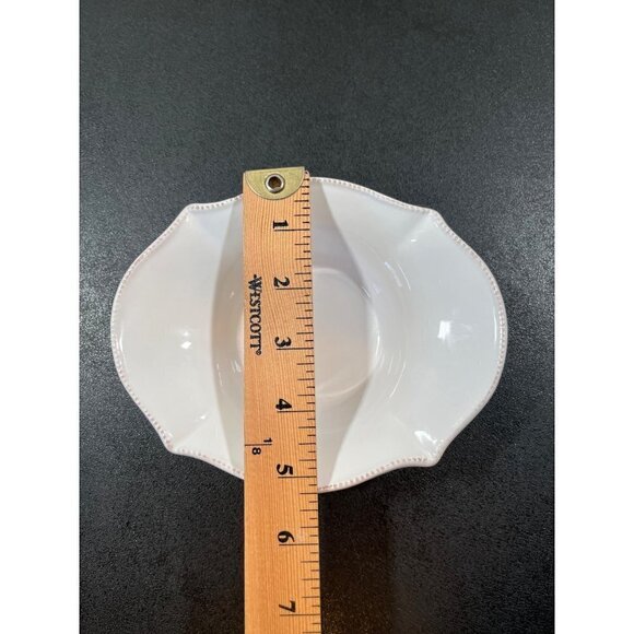 Mud Pie Let's Salsa Spoon & White Ceramic Serving Bowl Set w/ Gold Bead Trim - Picture 8 of 9